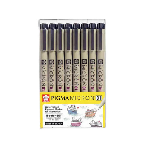 Sakura Pigma Micron pen 01 Colour Set Of 8