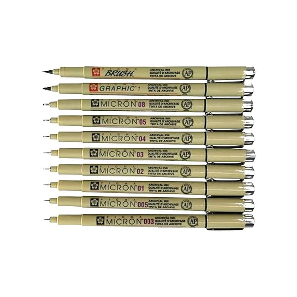 Sakura Pigma Micron Pen Set Of 10 Black