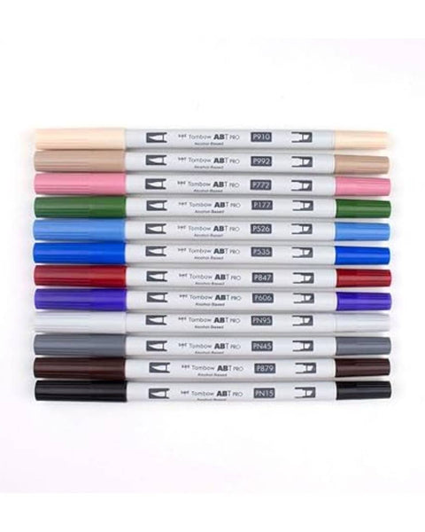 Tombow ABT Alchohol Brush Pen Set Fashion Palette Dual Tip Set of 12