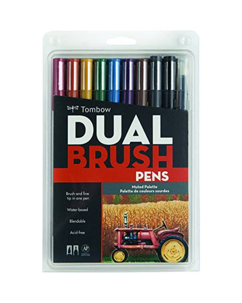 Tombow ABT Brush Pen Set Muted Dual Tip set of 10