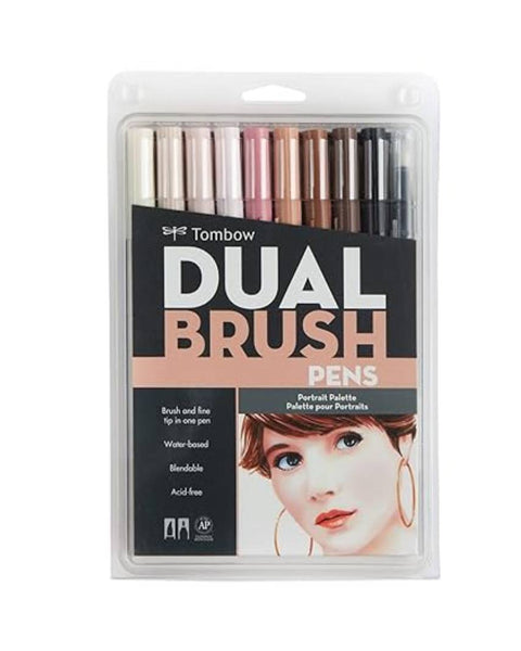 Tombow ABT Dual Brush Pen Water Based Portrait Set of 10
