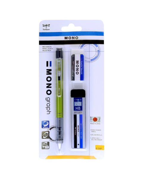 Tombow Monograph Mechanical Pencil value Pack Lime 0.3m