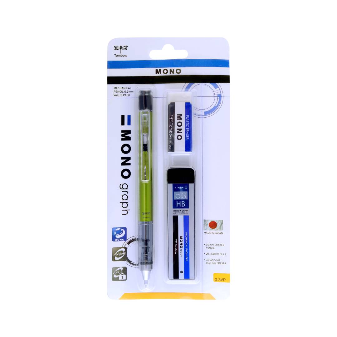 Tombow Monograph Mechanical Pencil value Pack Lime 0.3m