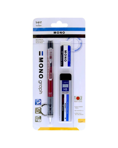 Tombow Monograph Mechanical Pencil Value Pack Red 0.3mm