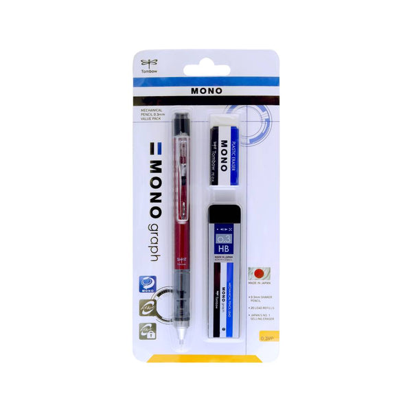 Tombow Monograph Mechanical Pencil Value Pack Red 0.3mm