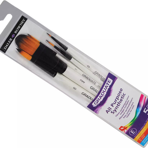 Daler Rowney Mixed Brush Sets of 5 Suitable for Oil, Acrylic, Watercolour, Goauche, Poster Colours