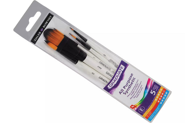 Daler Rowney Mixed Brush Sets of 5 Suitable for Oil, Acrylic, Watercolour, Goauche, Poster Colours