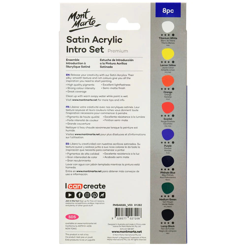 Mont Morte Satiin Acrylic set 8x18ml set